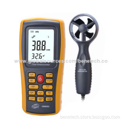 Digital Air Flow Wind Speed Anemometer with 9V Power Supply, Easy to Read, 0-45m Measurement Range